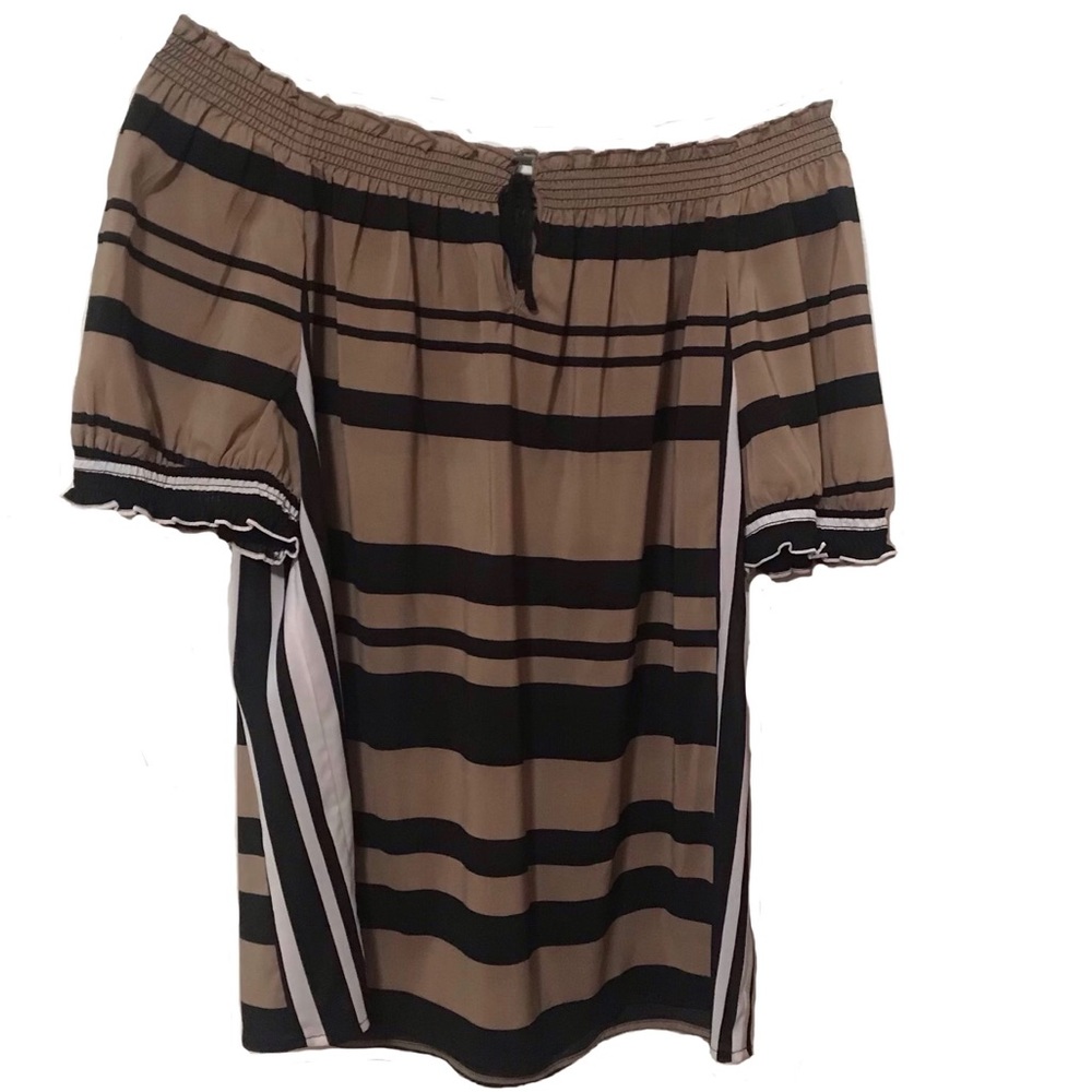 OUTBACK RED OFF THE SHOULDER STRIPED TOP, LIKE NEW